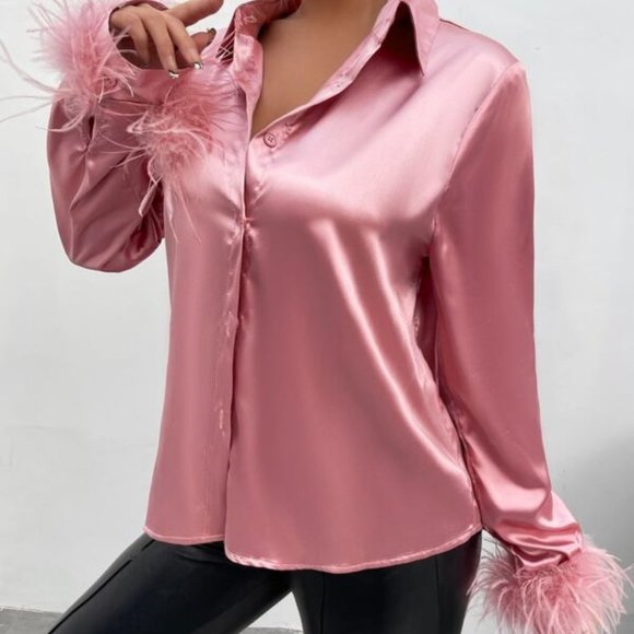 Feather Cuff Detail Blouses